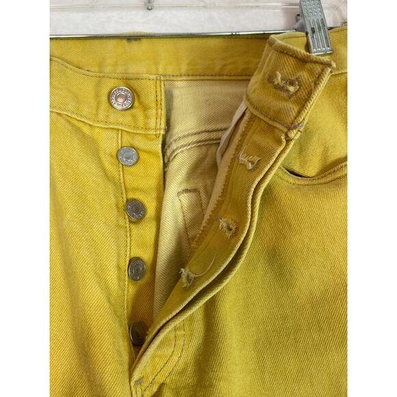 Levis 501 Jeans Men's 30X30 (actual 28x27") Yellow Denim Button Fly Straight Leg - Picture 2 of 8